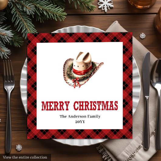 Western tartan napkins red black Christmas decor