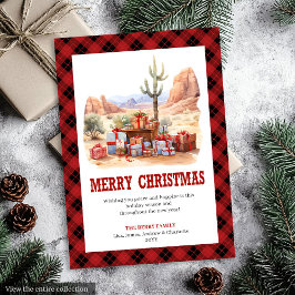 Western Tartan Plaid Rustic Christmas Card シーズンカード