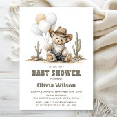 Western Teddy Bear Baby Shower Invitation 招待状