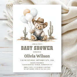 Western Teddy Bear Baby Shower Invitation 招待状