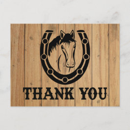 Western Thank You Horse Horseshoe 結婚's Wood ポストカード