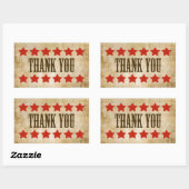 Western Thank You Stickers With Red Stars 長方形シール (シート)