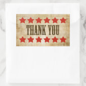 Western Thank You Stickers With Red Stars 長方形シール (バッグ)