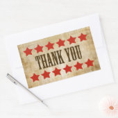 Western Thank You Stickers With Red Stars 長方形シール (封筒)