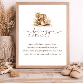 Western Theme Baby Shower Late Night Diapers ポスター