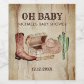 Western Theme Baby Shower Little Cowboy ワインラベル (シングルラベル)