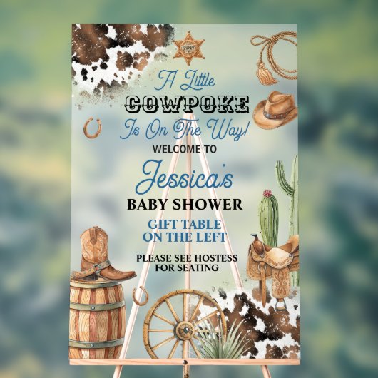 Western Theme Boy Baby Shower アクリルサイン (ニュートラル)