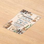 Western Theme Boy Baby Shower アクリル招待状 (レイダウン)