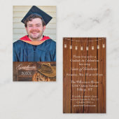 Western theme Hat and Lasso Grad Party Invitation 名刺 (正面/裏面)