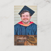 Western theme Hat and Lasso Grad Party Invitation 名刺 (正面)