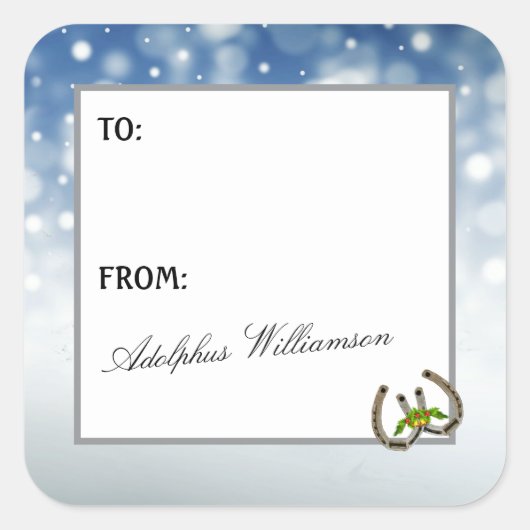 Western theme Horseshoes and Holly スクエアシール (正面)