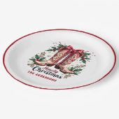 Western Theme Howdy Christmas Cowgirl Boots ペーパープレート (アングル)