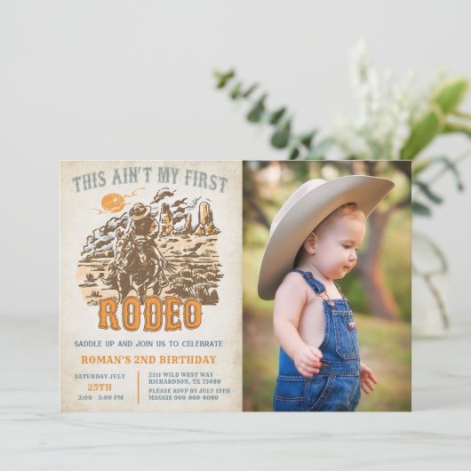 Western This Ain't My First Rodeo 2nd Birthday 招待状 (スタンド正面)