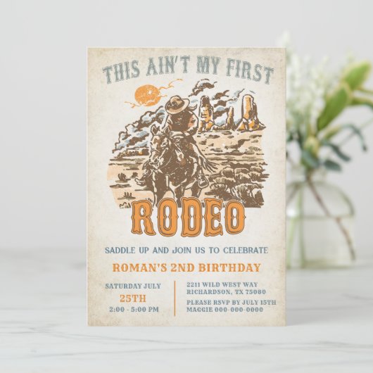 Western This Ain't My First Rodeo 2nd Birthday 招待状 (スタンド正面)