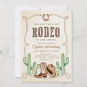 Western This Ain't My First Rodeo 2nd Birthday 招待状 (正面)