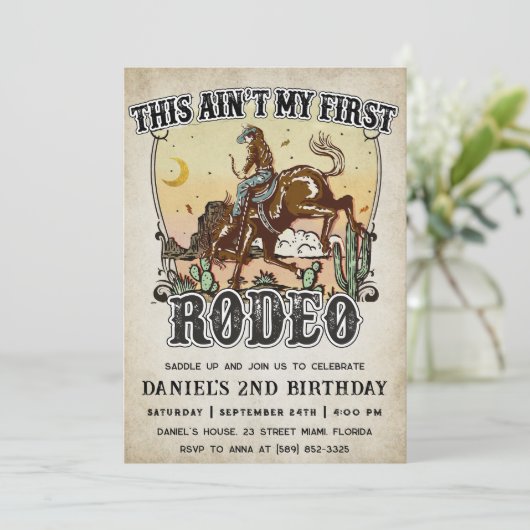 Western This Ain't My First Rodeo 2nd Birthday 招待状 (スタンド正面)