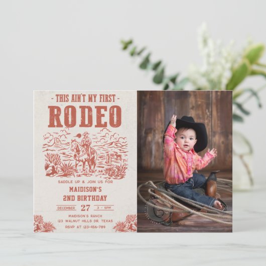 Western This Ain't My First Rodeo 2nd Birthday 招待状 (スタンド正面)