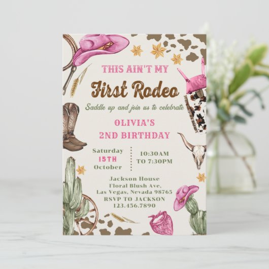 Western This Ain't My First Rodeo 2nd Birthday 招待状 (スタンド正面)