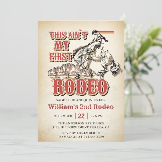 Western This Ain't My First Rodeo 2nd Birthday 招待状 (スタンド正面)