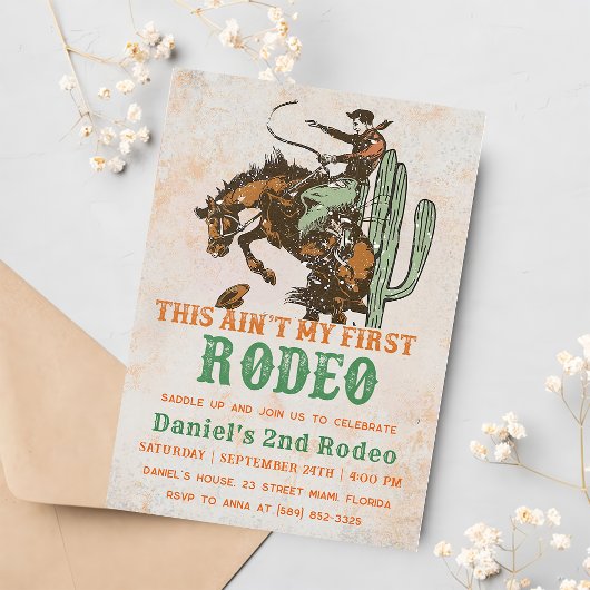Western This Ain't My First Rodeo 2nd Birthday 招待状