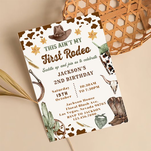 Western This Ain't My First Rodeo 2nd Birthday 招待状
