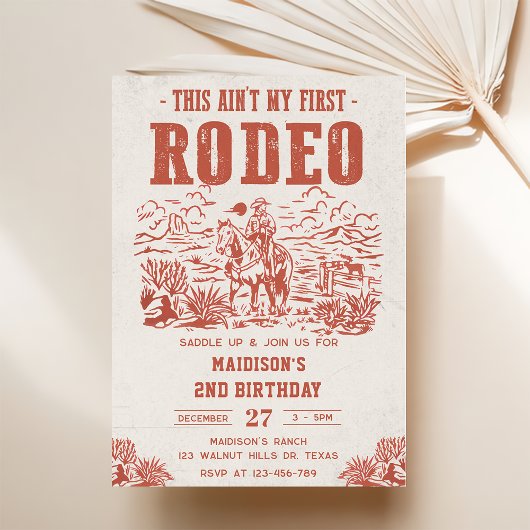 Western This Ain't My First Rodeo 2nd Birthday 招待状