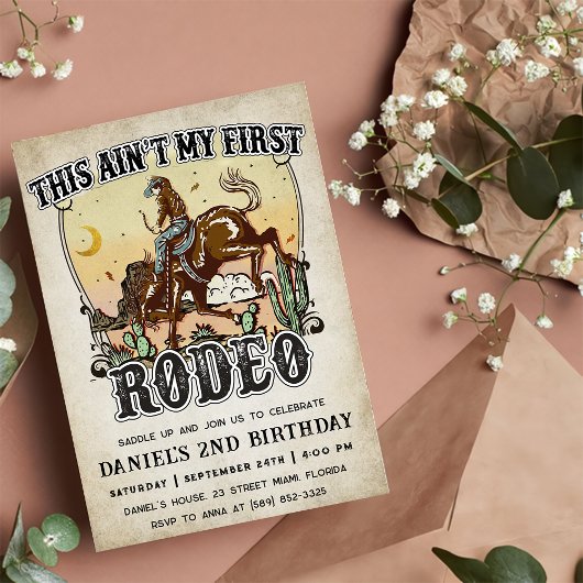 Western This Ain't My First Rodeo 2nd Birthday 招待状