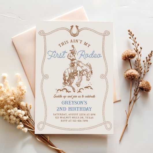 Western This Ain't My First Rodeo 2nd Birthday 招待状