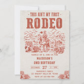 Western This Ain't My First Rodeo 2nd Birthday 招待状 (正面)