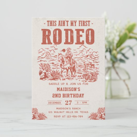 Western This Ain't My First Rodeo 2nd Birthday 招待状 (スタンド正面)