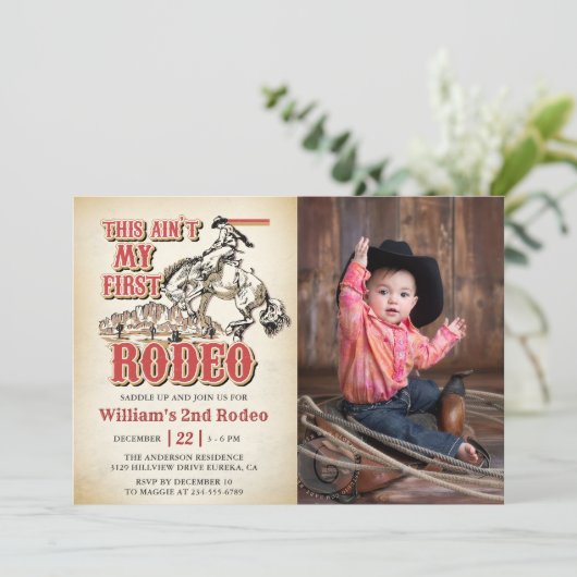 Western This Ain't My First Rodeo 2nd Birthday 招待状 (スタンド正面)