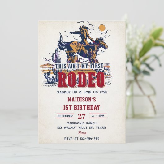 Western This Ain't My First Rodeo 2nd Birthday 招待状 (スタンド正面)