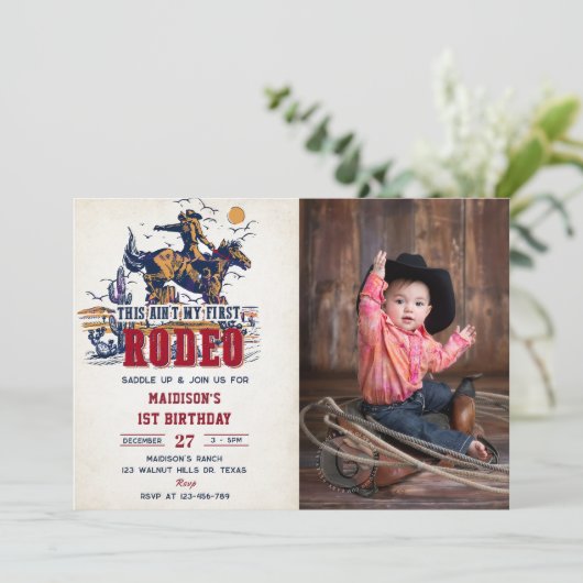 Western This Ain't My First Rodeo 2nd Birthday 招待状 (スタンド正面)