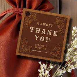 Western Tooled Rustic Terracotta Elegant Wedding フェイバータグ