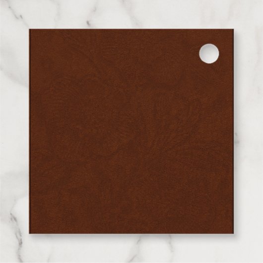 Western Tooled Rustic Terracotta Elegant Wedding フェイバータグ (裏面)