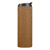Western Tooled Suede Leather Print Thermal Tumbler タンブラー (回転左)