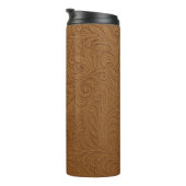 Western Tooled Suede Leather Print Thermal Tumbler タンブラー (回転右)