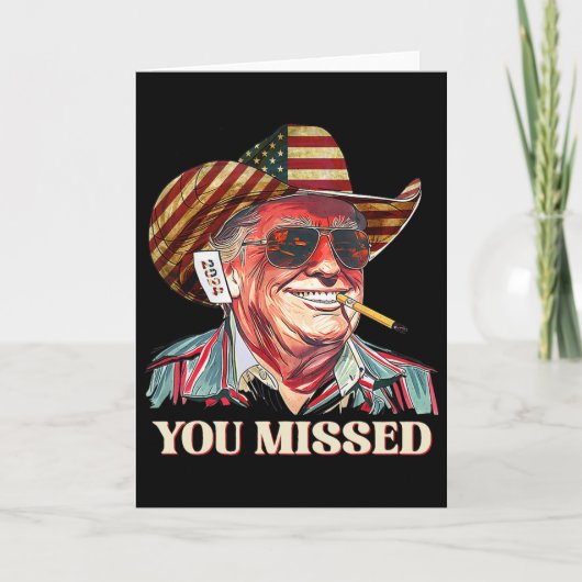Western Trump Cowboy You Missed American Flag Cowb カード (正面)