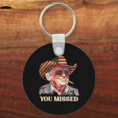 Western Trump Cowboy You Missed American Flag Cowb キーホルダー (正面)