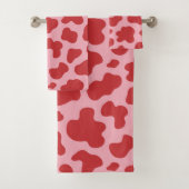 Western Valentines Day Cow Print Cowgirl Pink Red バスタオルセット (インサイチュ)