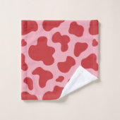 Western Valentines Day Cow Print Cowgirl Pink Red バスタオルセット (ウォッシュタオル)