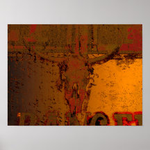 Western Vintage Bull Skull Rust Orange Country