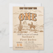 Western Vintage Rodeo 1st Birthday Invitation  招待状 (正面)
