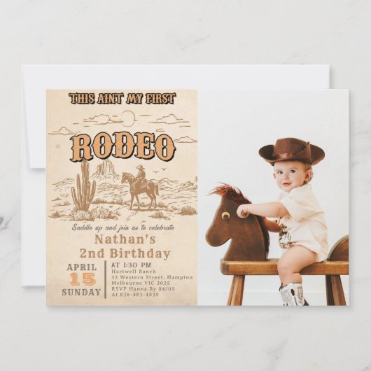 Western Vintage Rodeo 2nd Birthday Invitation 招待状 (正面)