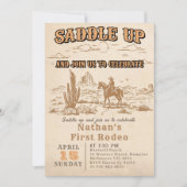 Western Vintage Rodeo Birthday Invitation 招待状 (正面)