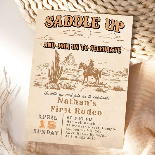 Western Vintage Rodeo Birthday Invitation 招待状