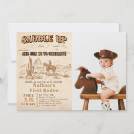 Western Vintage Rodeo Birthday Invitation 招待状