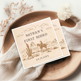 Western Vintage Rodeo Birthday Paper Napkin スタンダードカクテルナプキン