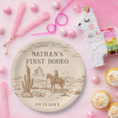 Western Vintage Rodeo Birthday Paper Plate ペーパープレート (パーティー)