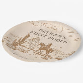 Western Vintage Rodeo Birthday Paper Plate ペーパープレート (アングル)